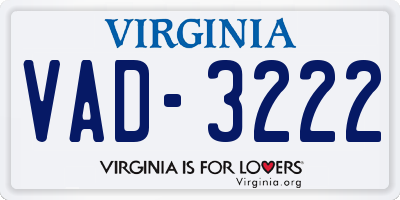 VA license plate VAD3222