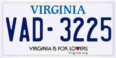 VA license plate VAD3225