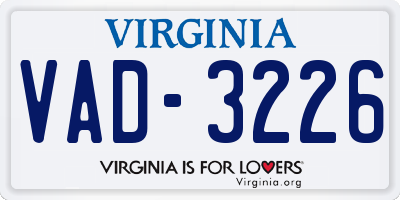 VA license plate VAD3226