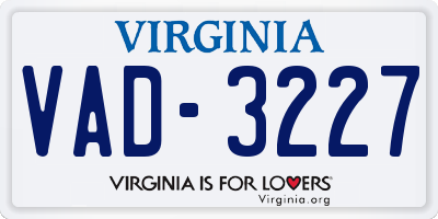 VA license plate VAD3227