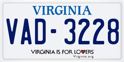 VA license plate VAD3228