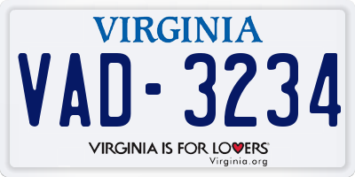 VA license plate VAD3234