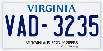 VA license plate VAD3235