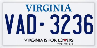 VA license plate VAD3236
