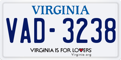 VA license plate VAD3238