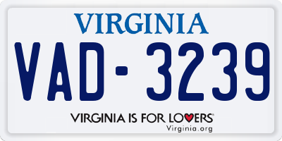 VA license plate VAD3239