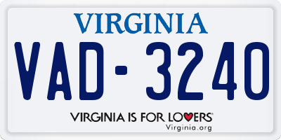 VA license plate VAD3240