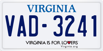 VA license plate VAD3241
