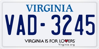 VA license plate VAD3245