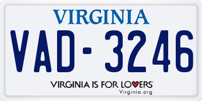 VA license plate VAD3246