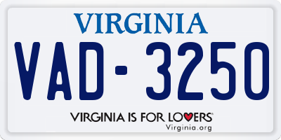 VA license plate VAD3250