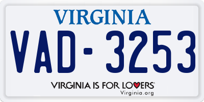 VA license plate VAD3253