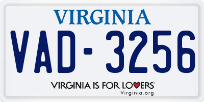 VA license plate VAD3256