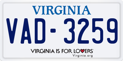VA license plate VAD3259