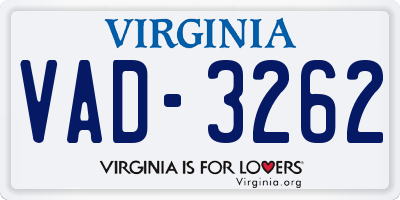 VA license plate VAD3262