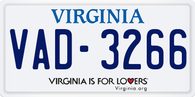 VA license plate VAD3266