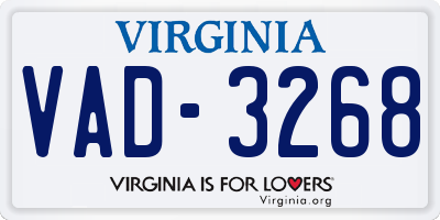 VA license plate VAD3268