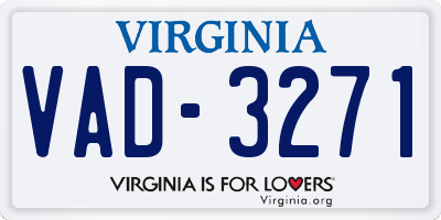 VA license plate VAD3271