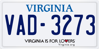 VA license plate VAD3273