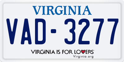 VA license plate VAD3277