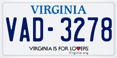 VA license plate VAD3278