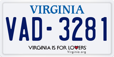 VA license plate VAD3281