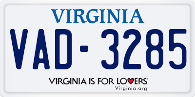 VA license plate VAD3285