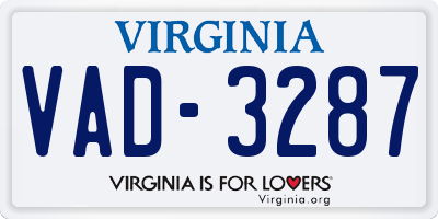 VA license plate VAD3287