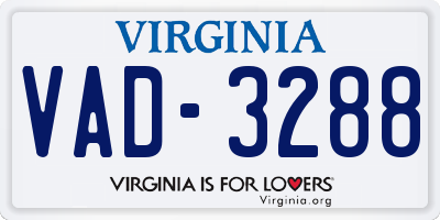 VA license plate VAD3288