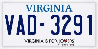 VA license plate VAD3291