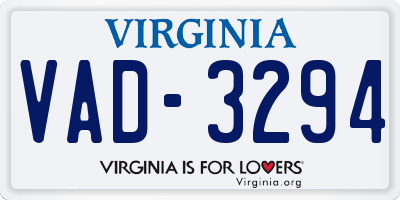 VA license plate VAD3294