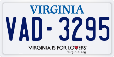 VA license plate VAD3295