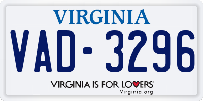 VA license plate VAD3296