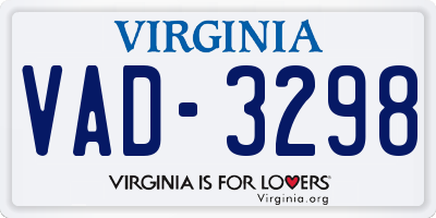 VA license plate VAD3298