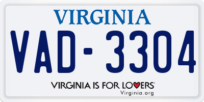 VA license plate VAD3304