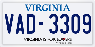 VA license plate VAD3309
