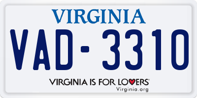 VA license plate VAD3310