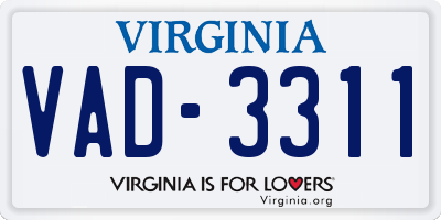 VA license plate VAD3311