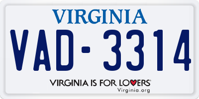 VA license plate VAD3314