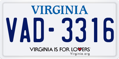 VA license plate VAD3316