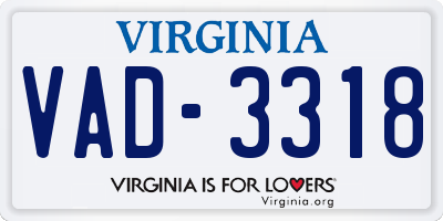 VA license plate VAD3318