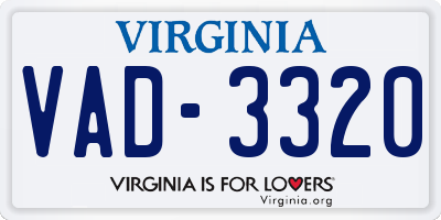 VA license plate VAD3320