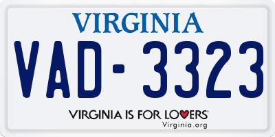 VA license plate VAD3323