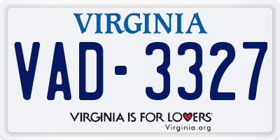 VA license plate VAD3327