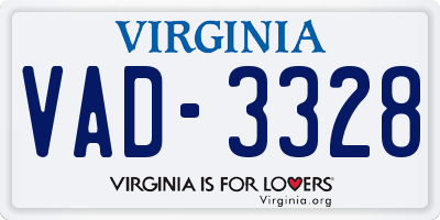 VA license plate VAD3328
