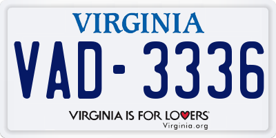 VA license plate VAD3336