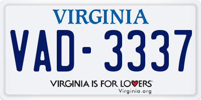 VA license plate VAD3337