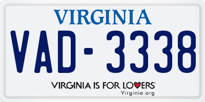 VA license plate VAD3338