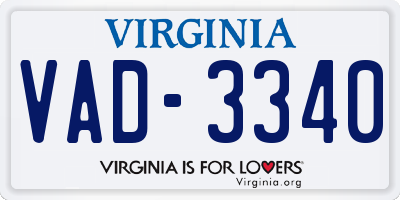 VA license plate VAD3340