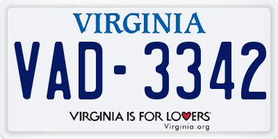 VA license plate VAD3342